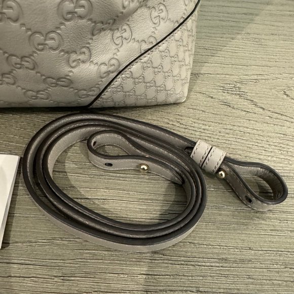 GUCCI Grey Monogrammed Leather Top Handle Bag - Picture 11 of 14